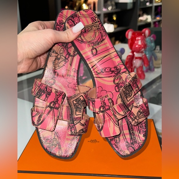 Hermes Oran Brides de Gala en Desordre Sandal Limited Edition Flats 38 - Picture 7 of 9